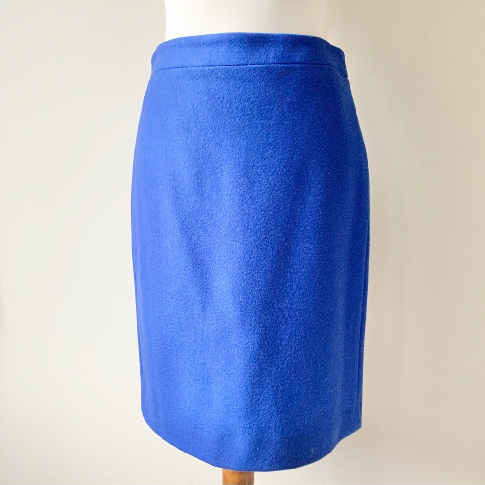J. Crew Blue Wool Skirt The Pencil Skirt Size 2